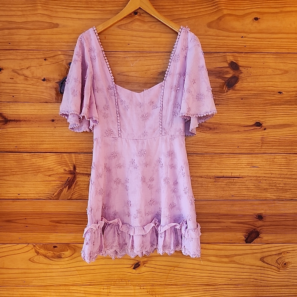 Showpo Lavender Floral Ruffled Coquette Dress 6